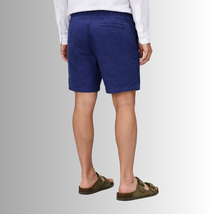 Bermuda de lino mixto para hombre — azul marino, vista trasera