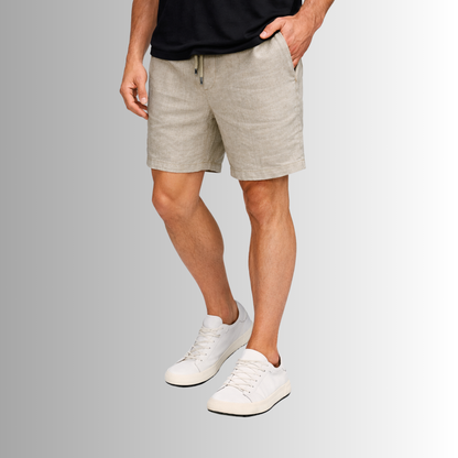Bermuda de lino mixto para hombre — beige, vista frontal