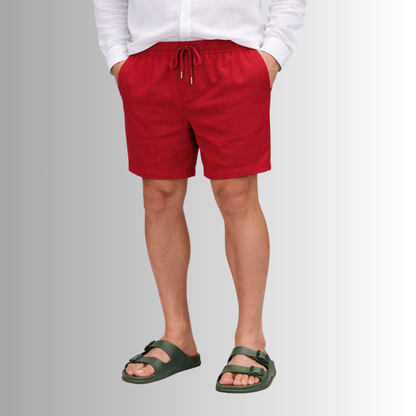 Bermuda de lino mixto para hombre — rojo, vista frontal
