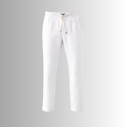 Pantalón de lino mixto para hombre — blanco, detalle
