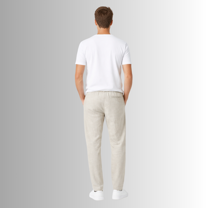 Pantalón de lino mixto para hombre — blanco roto, vista trasera