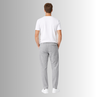 Pantalón de lino mixto para hombre — gris, vista trasera