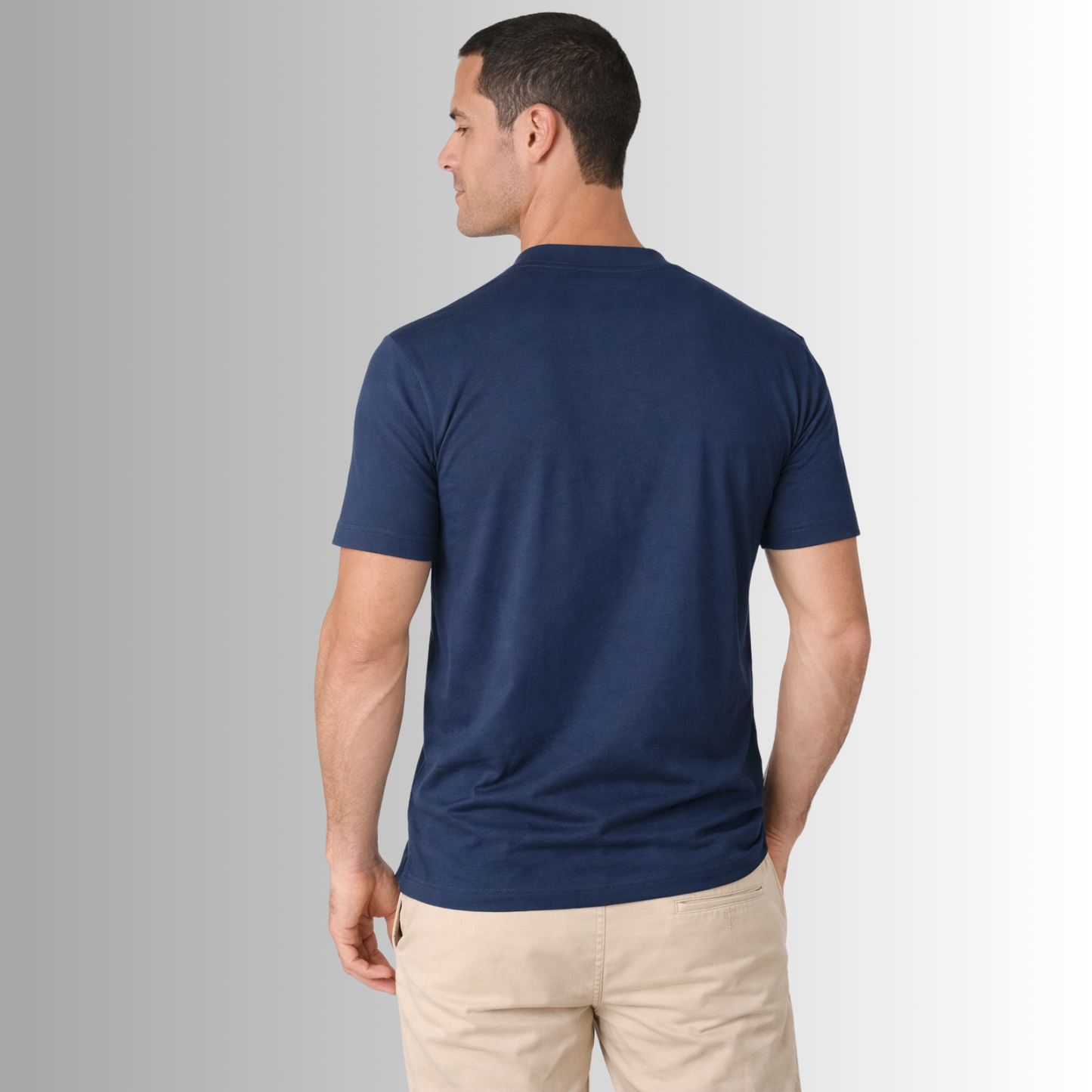 Remera básica de algodón Pima para hombre — azul marino, vista trasera