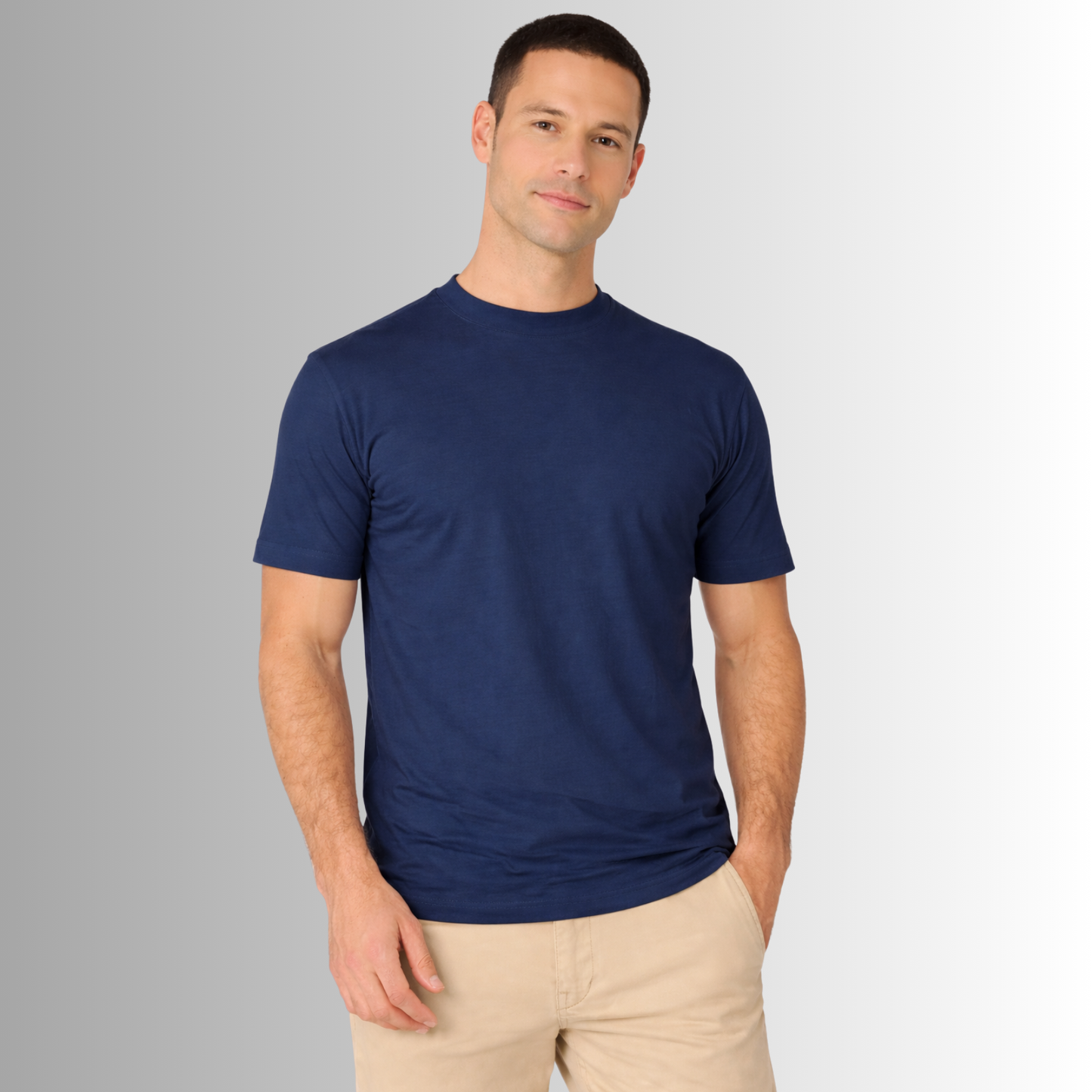Remera básica de algodón Pima para hombre — azul marino, vista frontal