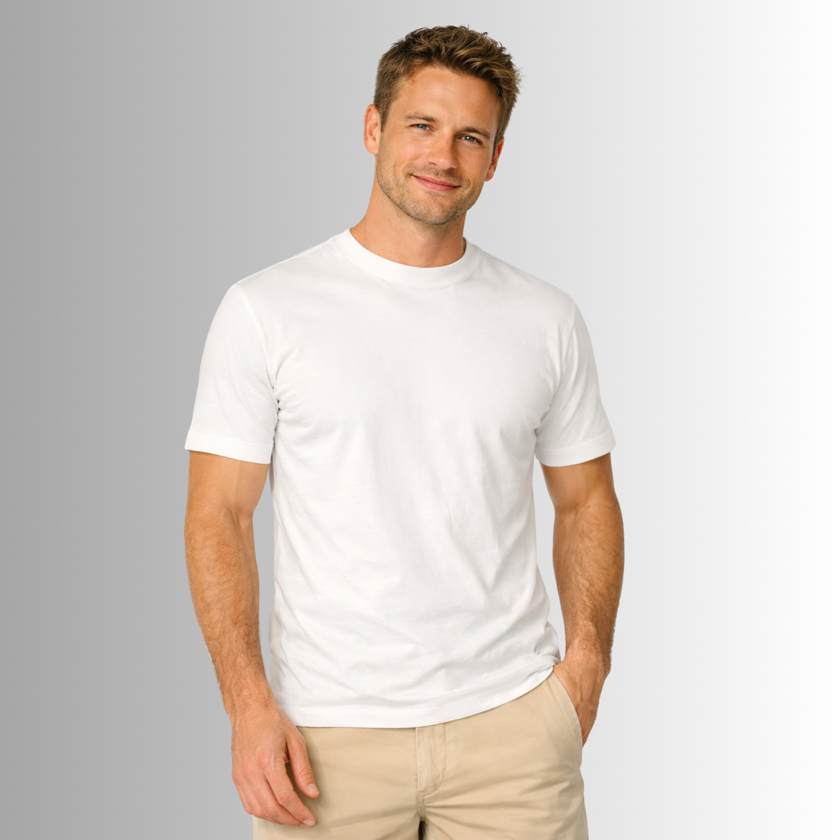 Remera básica de algodón Pima para hombre — blanco, vista frontal