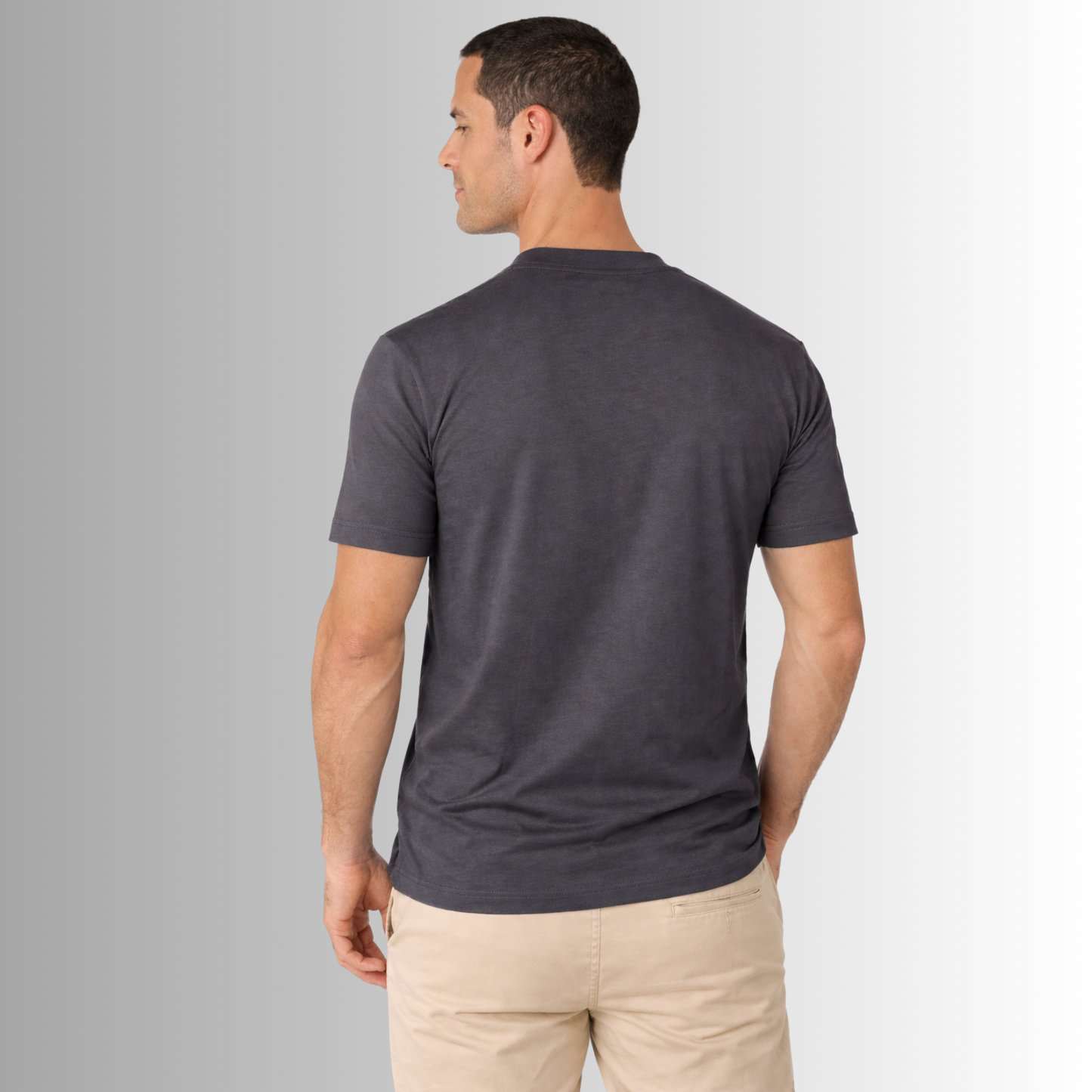 Remera básica de algodón Pima para hombre — gris oscuro, vista trasera