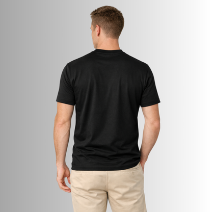 Remera básica de algodón Pima para hombre — negro, vista trasera