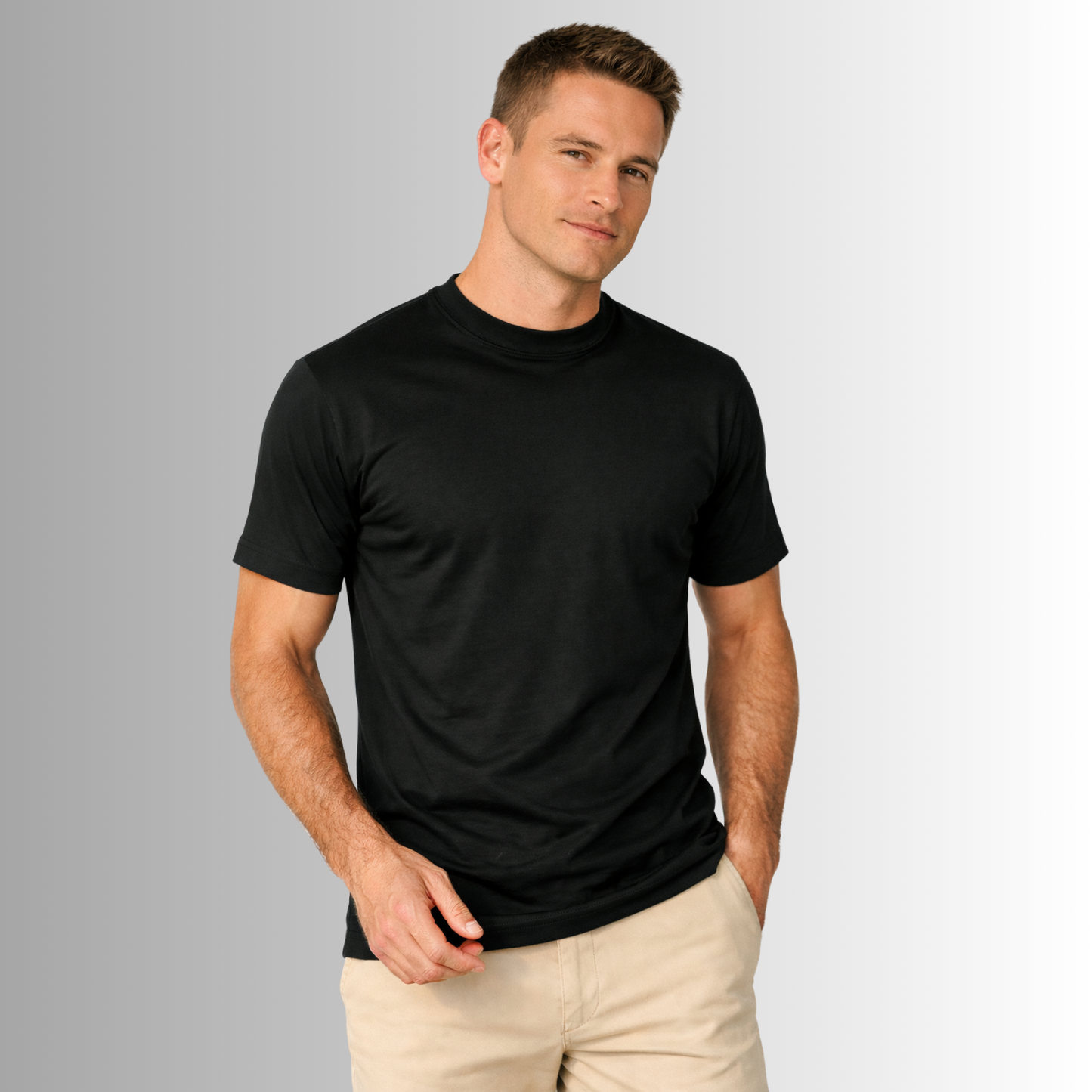 Remera básica de algodón Pima para hombre — negro, vista frontal