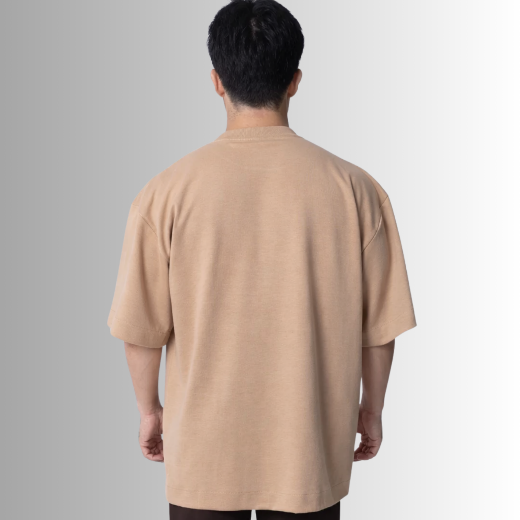 Remera oversized de algodón Pima para hombre — beige, vista trasera