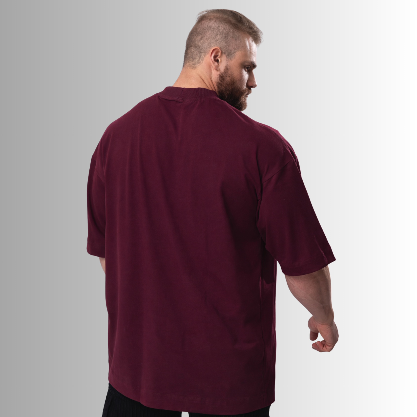 Remera oversized de algodón Pima para hombre — bordo, vista trasera