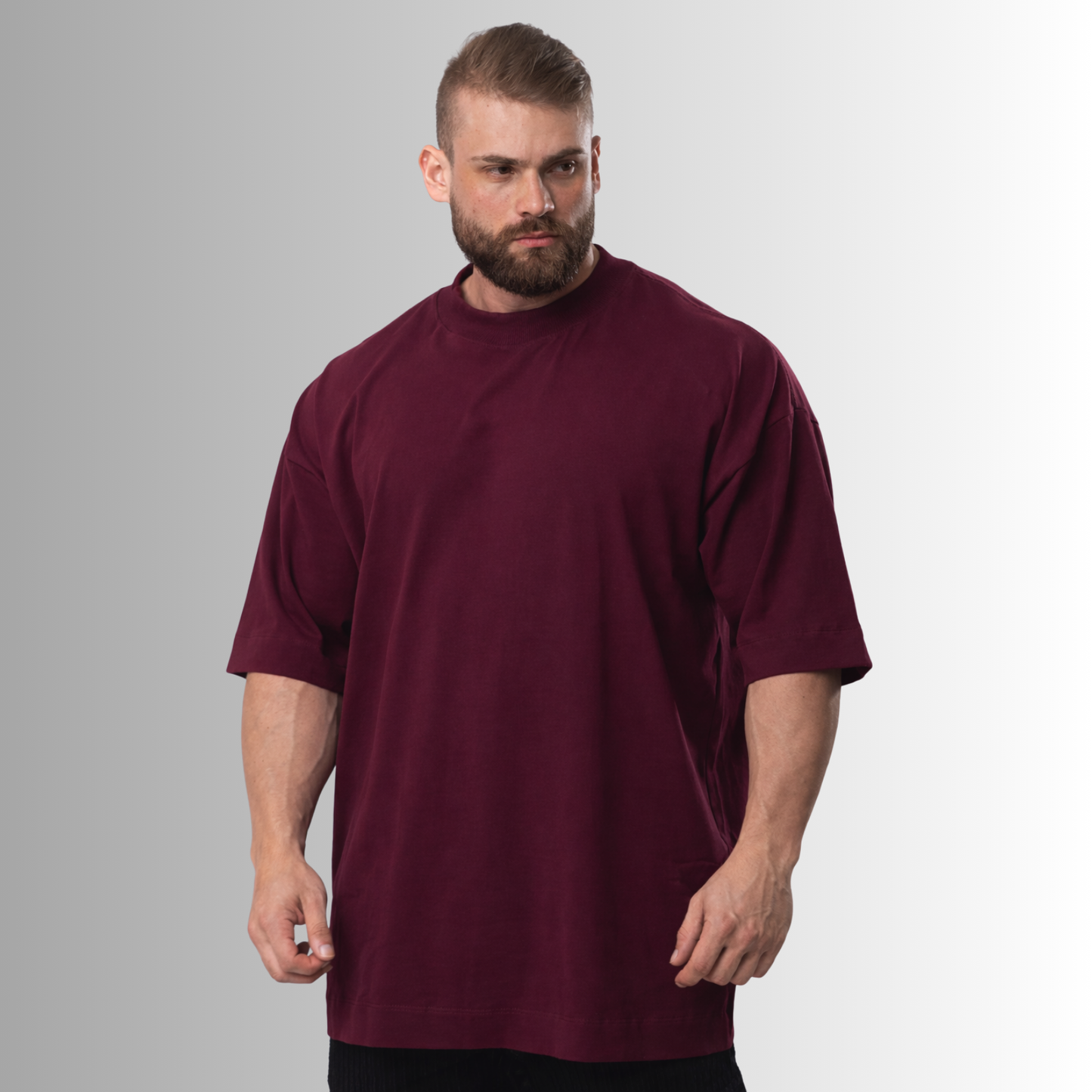 Remera oversized de algodón Pima para hombre — bordo, vista frontal