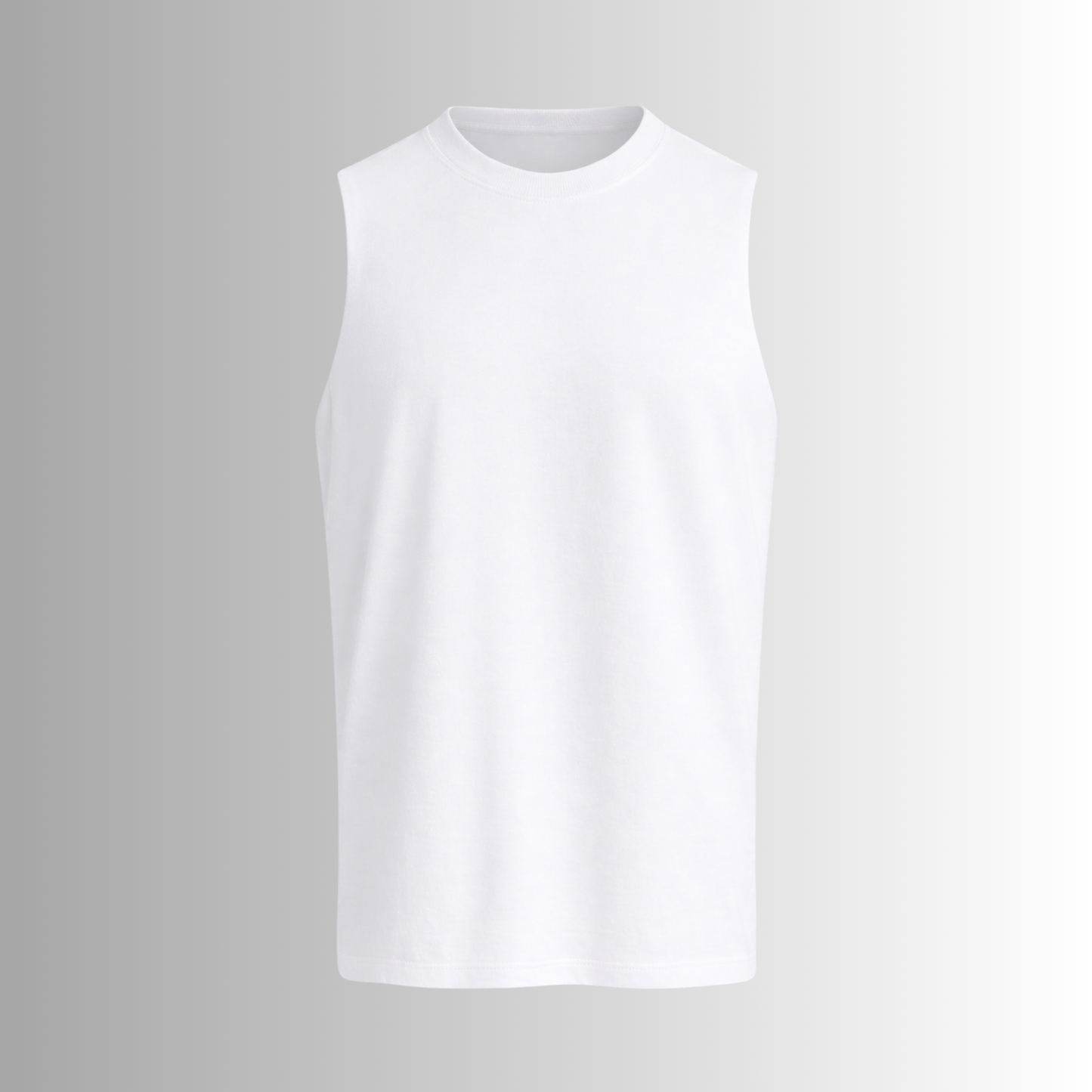 Remera sin mangas de algodón Pima para hombre — vista frontal Blanco sin modelo