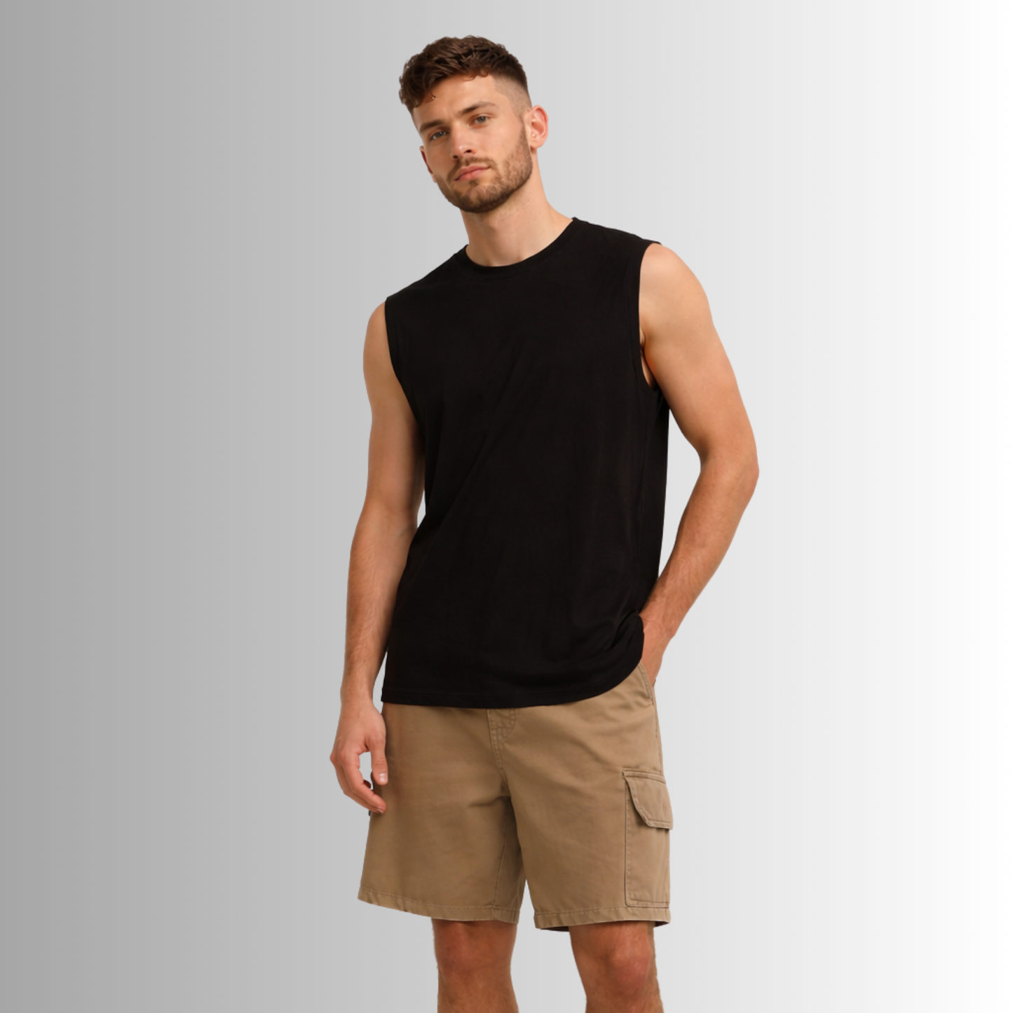 Remera sin mangas de algodón Pima para hombre — vista frontal