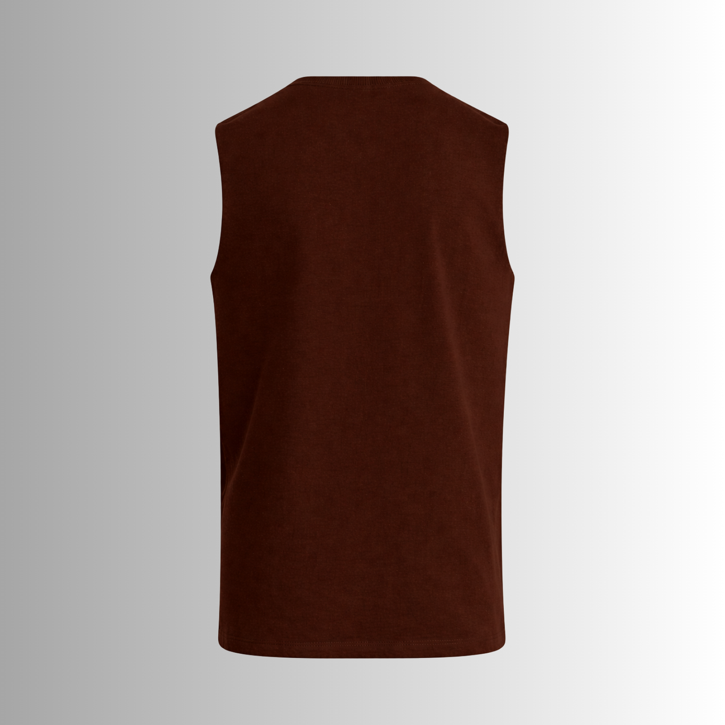 Remera sin mangas de algodón Pima para hombre — marrón trasera