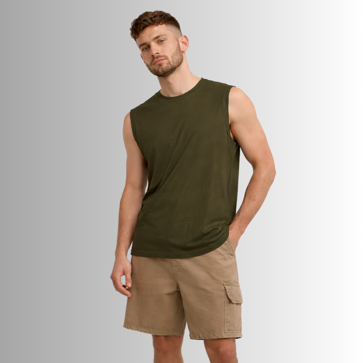 Remera sin mangas de algodón Pima para hombre